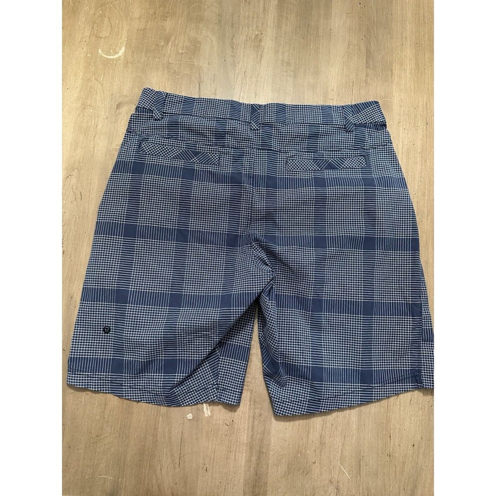 Lululemon Shorts Mens 36 Kahuna Golf Short Blue White Check Plaid Pockets - Picture 5 of 5